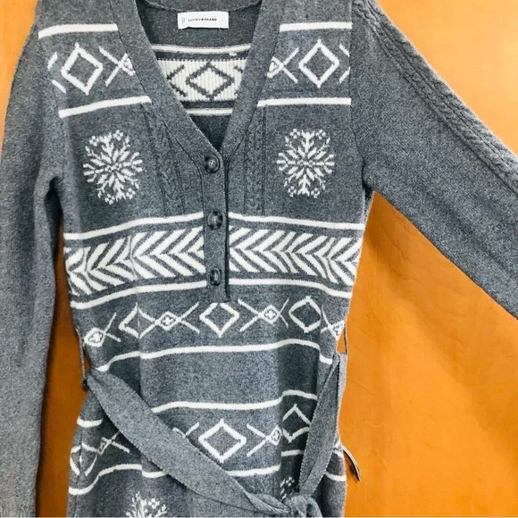 Gray Patterned Lucky Women's Sweater Dress - Picture 4 of 5